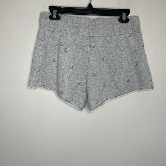 BETSEY JOHNSON Shorts Women Large Cherries Jubilee Gray Raw Hem Sweat Terry - Picture 6 of 13